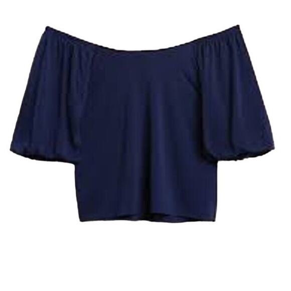 Banana Republic Women's Off Shoulder Navy Blue Top Size Large EUC - Picture 1 of 4